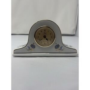 Vintage ELGIN Mantle Clock Porcelain White Blue Florals French County‎ Analog